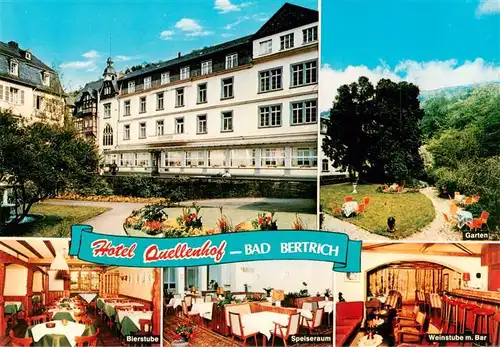 AK / Ansichtskarte 73878812 Bad_Bertrich Hotel Quellenhof Bierstube Speiseraum Garten Weinstube mit Bar Bad_Bertrich