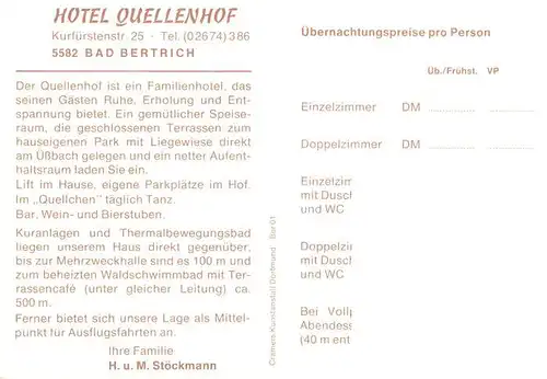 AK / Ansichtskarte  Bad_Bertrich Hotel Quellenhof Bierstube Speiseraum Garten Weinstube mit Bar Bad_Bertrich