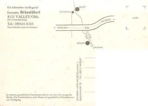 AK / Ansichtskarte  Valley_Oberbayern Gaststaette Braeustueberl Gastraeume Valley_Oberbayern
