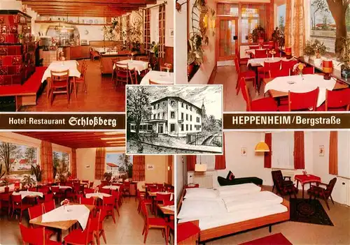 AK / Ansichtskarte 73878829 Heppenheim_Bergstrasse Hotel Restaurant Schlossberg Gastraeume Zimmer Heppenheim_Bergstrasse