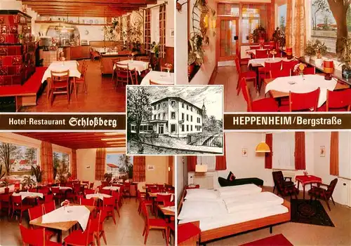 AK / Ansichtskarte  Heppenheim_Bergstrasse Hotel Restaurant Schlossberg Gastraeume Zimmer Heppenheim_Bergstrasse