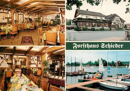 AK / Ansichtskarte  Schieder-Schwalenberg Restaurant Cafe Forsthaus Schieder Gastraeume Bootshafen Schieder-Schwalenberg