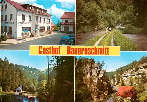 AK / Ansichtskarte 73878836 Pottenstein_Oberfranken Gasthof Bauernschmitt Waldweg Panorama Pottenstein_Oberfranken