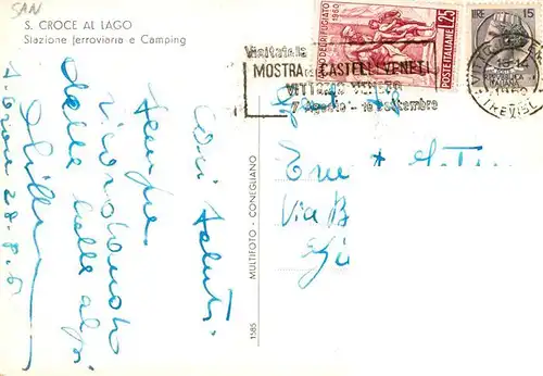 AK / Ansichtskarte  San_Croce_al _Lago_Santa_Croce_del_Lago_IT Stazione ferroviaria e Camping 