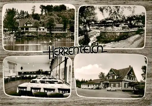 AK / Ansichtskarte  Much Gasthaus Herrenteich Gastraum Park Teich Much