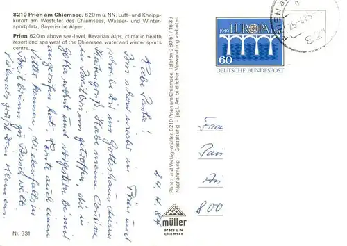 AK / Ansichtskarte  Prien_Chiemsee Fliegeraufnahme Prien Chiemsee