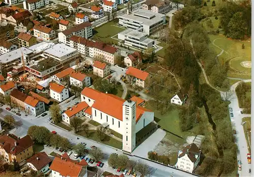 AK / Ansichtskarte  Penzberg Stadtpfarrkirche Christkoenig Fliegeraufnahme Penzberg