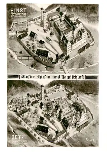 AK / Ansichtskarte 73878942 Hirsau Kloster Hirsau und Jagdschloss Einst und Jetzt Fliegeraufnahmen Hirsau