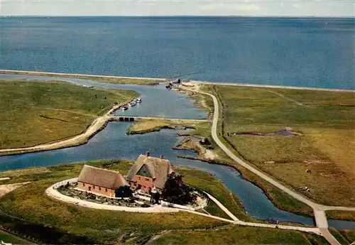 AK / Ansichtskarte  Hallig_Hooge Kirchwarft Fliegeraufnahme Hallig Hooge