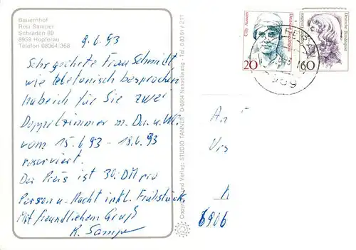 AK / Ansichtskarte  Hopferau Bauernhof Resi Samper Hopferau