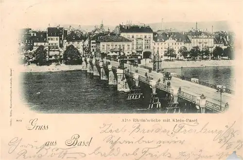 AK / Ansichtskarte  Basel_BS Alte Rheinbruecke mit Klein Basel Basel_BS