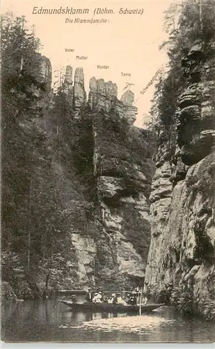 AK / Ansichtskarte  Edmundsklamm_Boehmen_Hrensko_CZ Die Klammfamilie Kahnfahrt Boehmische Schweiz Felsen 