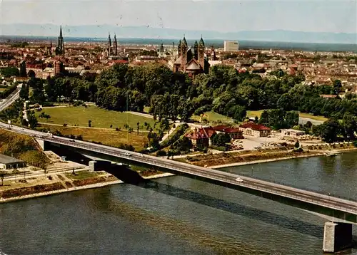 AK / Ansichtskarte  Speyer_Rhein Fliegeraufnahme mit Rheinbruecke Speyer Rhein