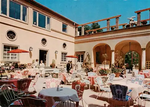 AK / Ansichtskarte  Muenchen Kuenstlerhaus Cafe Restaurant Innenhof mit Pergola Muenchen
