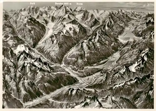 AK / Ansichtskarte  Alp_Gruem Panoramakarte Ober Engadin und Bernina Gruppe Alp_Gruem