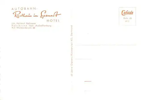 AK / Ansichtskarte  Rohrbrunn Autobahn Rasthaus im Spessart Motel Rohrbrunn