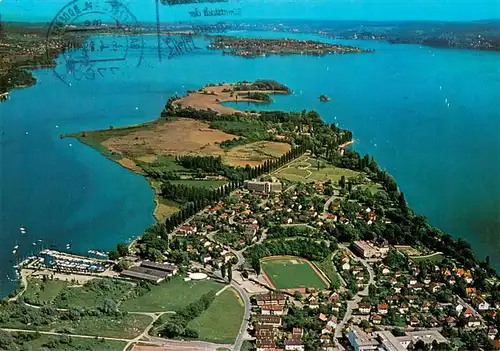 AK / Ansichtskarte  Radolfzell_Bodensee Fliegeraufnahme mit Halbinsel Mettmann Radolfzell Bodensee