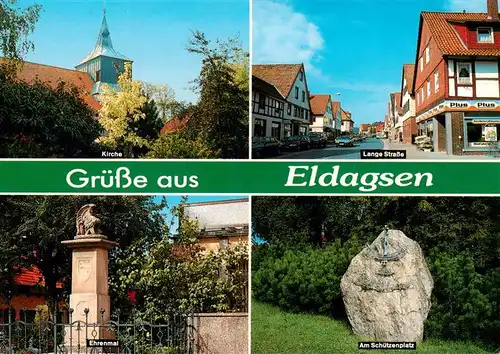 AK / Ansichtskarte 73879306 Eldagsen_Deister Kirche Lange Strasse Ehrenmal Am Schuetzenplatz Eldagsen_Deister