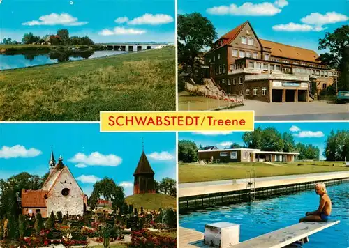 AK / Ansichtskarte  Schwabstedt Treenepartie Gasthaus Kirche Schwimmbad Schwabstedt