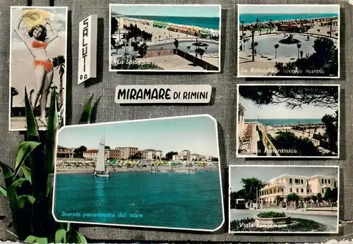 AK / Ansichtskarte 73879361 Miramare_di_Rimini_IT  La Spiaggia La Rotondo Scorcio panoramico dal mare Viale Lungomare 