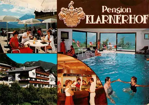 AK / Ansichtskarte  Schenna_Meran_Trentino_IT Pension Klarnerhof Terrasse Bar Hallenbad 