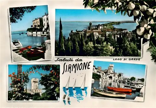 AK / Ansichtskarte  Sirmione_Lago_di_Garda Hafen Panorama Schloss  Sirmione_Lago_di_Garda