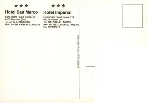AK / Ansichtskarte 73879423 Marotta_Fano_IT Hotel San Marco Hotel Imperial Plastik 