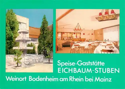 AK / Ansichtskarte 73879429 Bodenheim_Rhein Gaststaette Eichbaum-Stuben Brunnen Bodenheim Rhein