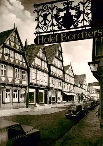 AK / Ansichtskarte 73879434 Celle__Niedersachsen Hotel Borchers Tuerschild Altstadt Fachwerkhaeuser 16. Jhdt. Albrecht Thaers Geburtshaus 