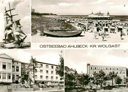 AK / Ansichtskarte 73879452 Ahlbeck_Ostseebad Segelschulschiff Wilhelm Pieck Strand Seebruecke FDGB Erholungsheime Ahlbeck_Ostseebad