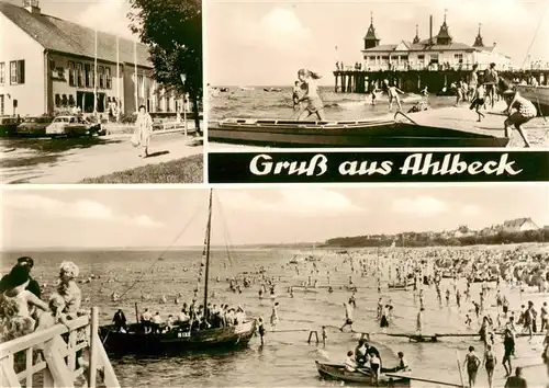 AK / Ansichtskarte  Ahlbeck_Ostseebad Erholungsheim Strandleben Seebruecke Ahlbeck_Ostseebad