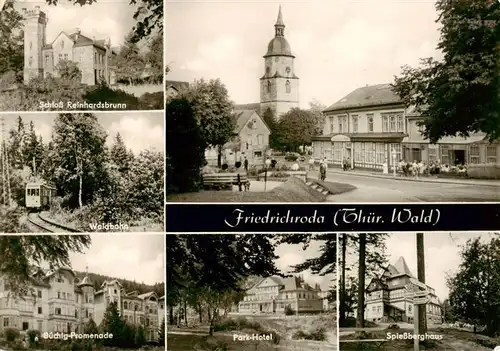 AK / Ansichtskarte  Friedrichroda Schloss Reinhardsbrunn Waldbahn Buechig-Promenade Parkhotel Spiessberghaus Friedrichroda