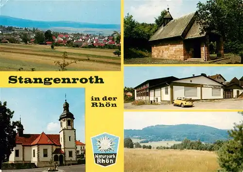 AK / Ansichtskarte 73879519 Stangenroth_Bad_Kissingen Panorama Ort am Fusse der Schwarzen Berge Naturpark Rhoen Kapelle Kirche Stangenroth_Bad_Kissingen