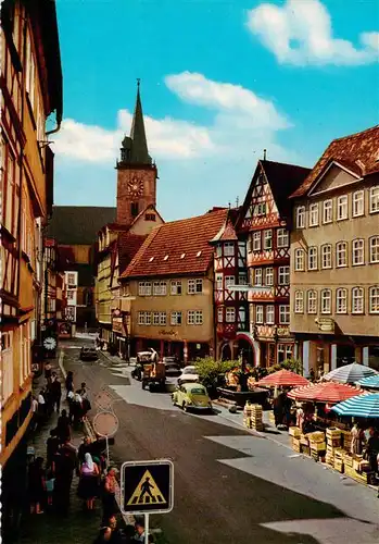 AK / Ansichtskarte 73879555 Wertheim_Main Markt Altstadt Fachwerhaus Kirche Wertheim Main