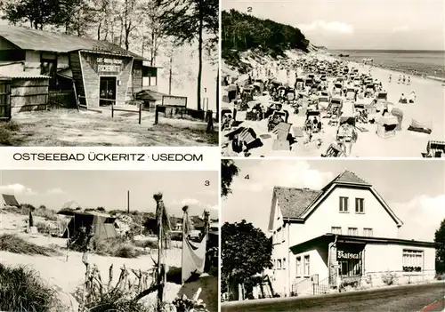 AK / Ansichtskarte  ueckeritz_Ueckeritz_Usedom Fischerhuette Strand Campingplatz Ratscafé 