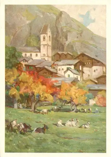 AK / Ansichtskarte  Niedergestein_Raron_VS im Herbst Marie Rollé Kuenstlerkarte 