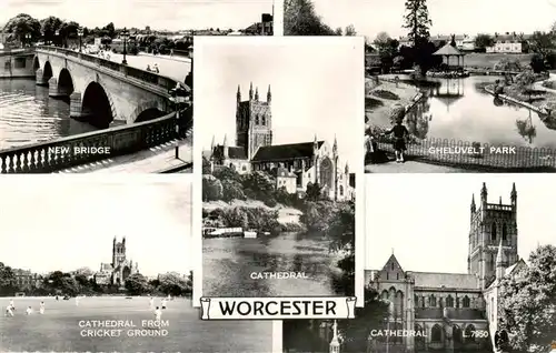 AK / Ansichtskarte  Worcester__UK New Bridge Cheluvelt Park Cathedral from Cricket Ground 