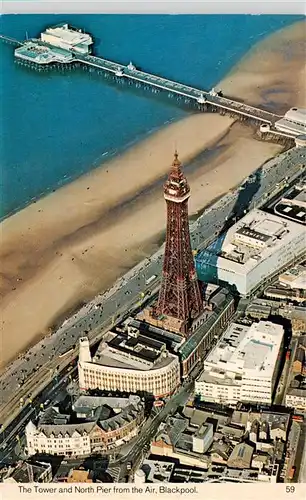 AK / Ansichtskarte 73879656 Blackpool_UK The Tower and North Pier from the Air 