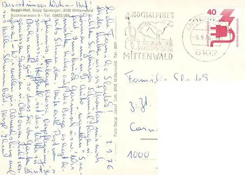 AK / Ansichtskarte  Mittenwald_Bayern Seppl Hof Mittenwald Bayern