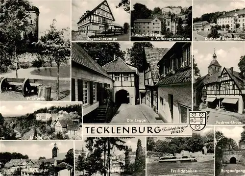 AK / Ansichtskarte  Tecklenburg Wierturm Jugendherberge Haus v d Becke und Aufbaugymnasium Kurheim Bahnhofstrasse Die Legge Fachwerkhaus Teilansichten Freilichtbuehne Burgaufgang Tecklenburg