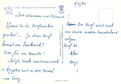 AK / Ansichtskarte  Toulon_-sur-Mer_83_Var et ses Pompons Rouges 