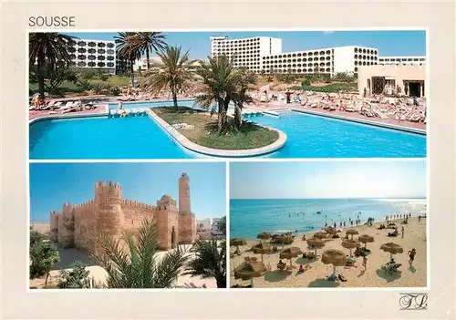 AK / Ansichtskarte  Sousse_Tunesie Hotel Tour Khalef Swimmingpool Chateau Strandpartie 