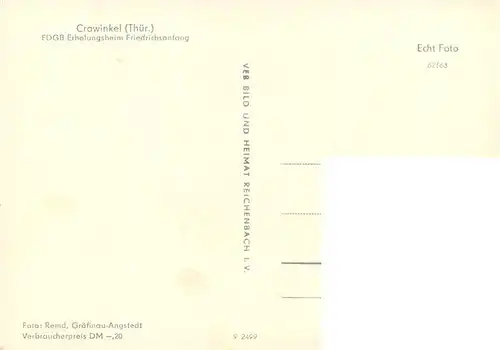 AK / Ansichtskarte  Crawinkel FDGB Erholungsheim Friedrichsanfang Crawinkel
