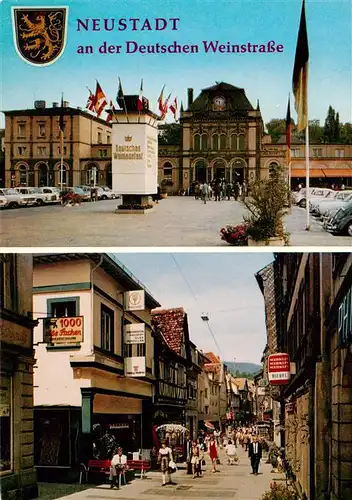 AK / Ansichtskarte  Neustadt__Haardt_Weinstrasse Bahnhof Fussgaengerzone in der Hauptstrasse 