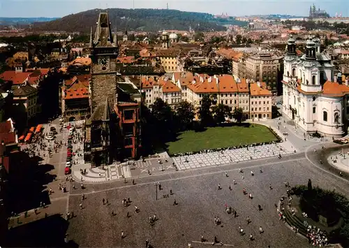 AK / Ansichtskarte  Praha_Prahy_Prague Stadtplatz mit zerstoertem Rathausanbau Fliegeraufnahme Praha_Prahy_Prague