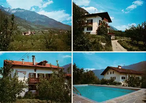 AK / Ansichtskarte  Naturns_Naturno_Suedtirol_IT Garni Oberreindlhof mit Blick auf St Prokulus Schwimmbad 