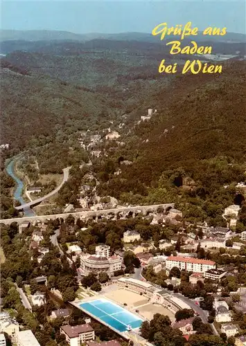 AK / Ansichtskarte  Baden__Wien_AT Stadtansicht mit Thermalstrandbad und Helenenbad Fliegeraufnahme 