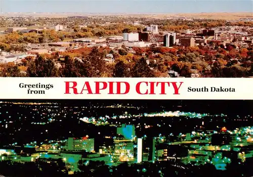 AK / Ansichtskarte  Rapid_City_South_Dakota_USA Panorama Stadtansicht bei Nacht 