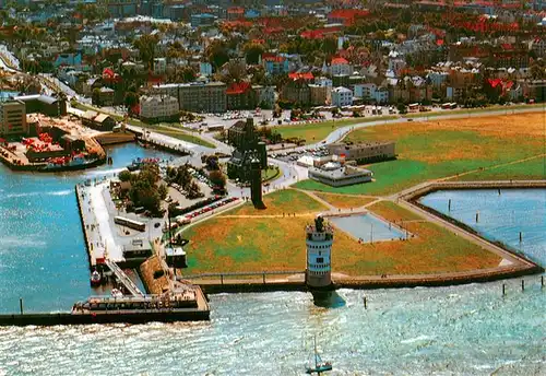 AK / Ansichtskarte  Cuxhaven_Nordseebad Alte Liebe mit Radarturm und Teilansicht der Stadt Fliegeraufnahme Cuxhaven_Nordseebad