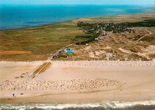 AK / Ansichtskarte  Amrum Badestrand mit Nordseeheilbad Norddorf Fliegeraufnahme Amrum